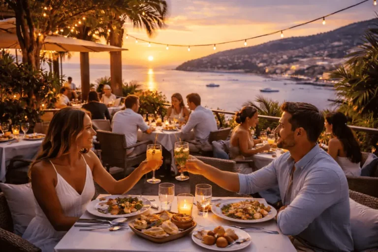 Guide touristique 3 Dîner en terrasse face à la mer au coucher du soleil