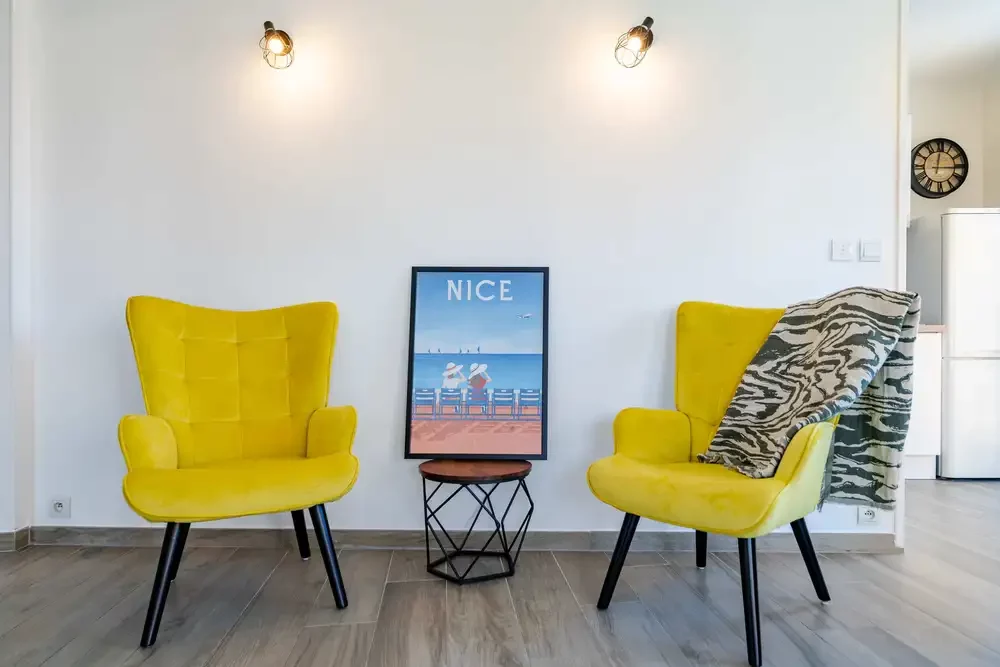 Salon d’un appartement à Nice ouest géré par Hello Riviera Stay